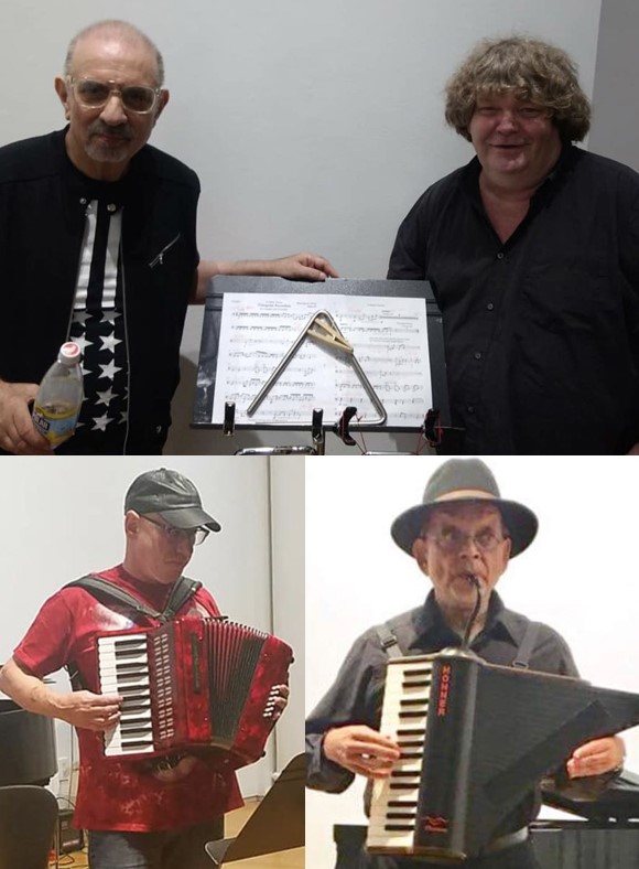 Dr.Schimmel. Peter Jarvis, David Stolar, Paul Stein playing the Claviola