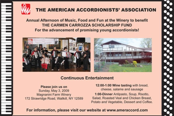 AAA website logo for 7th Annual  Afternoon of Music, Food, and Fun at the Magnanini Farm Winery in Wallkill, NY.